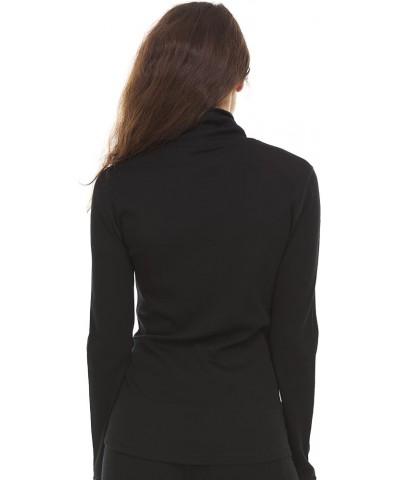 100% Merino Wool Womens Long Sleeve Midweight Turtleneck - Warm Sweater - Fold-Over Turtleneck Black $32.55 Sweaters