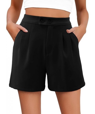 Womens Dressy Shorts Casual High Waist Wide Leg Shorts Side Pockets C-black $14.35 Shorts