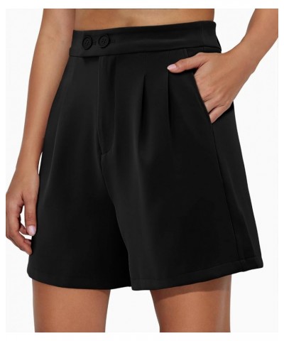 Womens Dressy Shorts Casual High Waist Wide Leg Shorts Side Pockets C-black $14.35 Shorts