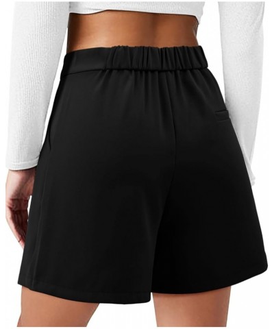 Womens Dressy Shorts Casual High Waist Wide Leg Shorts Side Pockets C-black $14.35 Shorts