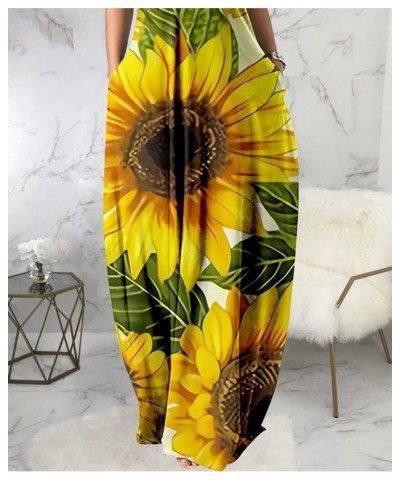 Women's Casual Sexy Summer Stripe Loose Maxi Dresses Floor Length Sleeveless Plus Size Sundresses with Pockets Sunflower1445 ...