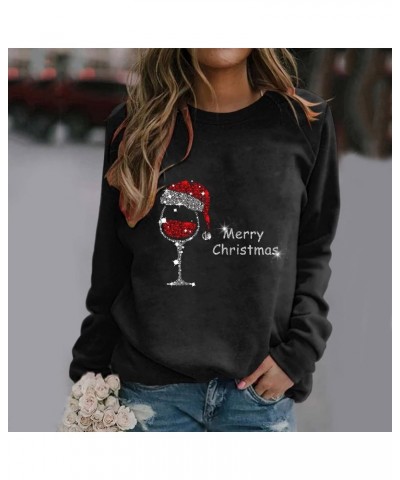 Ugly Christmas Sweatshirts for Women Xmas Graphic Printed Shirt Christmas Long Sleeve Fuzzy Pullover Sweater Tops A3 Black $1...