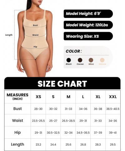 Square Neck Bodysuits for Women Double Lined Sleeveless Body Suits Tank Top Backless Mica $12.76 Bodysuits