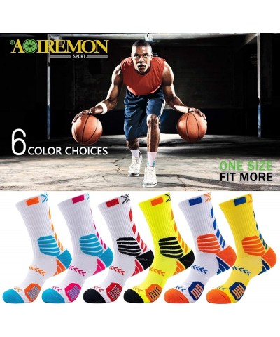 Elite Basketball Cushion Socks,Mid Calf Woven Socks For Football Soccer Running Hiking,Soft & Calf High Crew Socks White&pink...