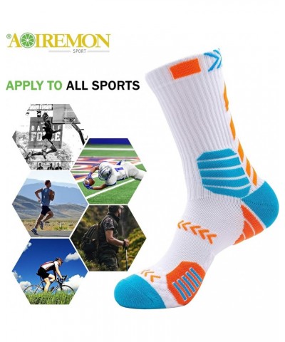 Elite Basketball Cushion Socks,Mid Calf Woven Socks For Football Soccer Running Hiking,Soft & Calf High Crew Socks White&pink...