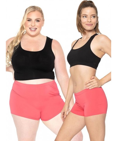 Women's and Plus Size Nylon Booty Shorts | S-3X 2.5" Inseam Coral $10.43 Activewear