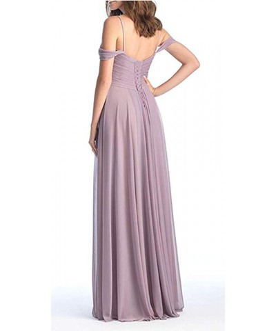 Women's A-Line Pleated Cold-Shoulder Chiffon Long Bridesmaid Dress Royal Blue $32.48 Dresses