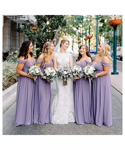 Women's A-Line Pleated Cold-Shoulder Chiffon Long Bridesmaid Dress Royal Blue $32.48 Dresses