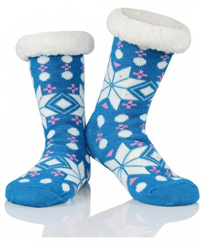 Fuzzy Socks for Women House Socks Indoor Winter Warm Furry Socks Athletic Socks for Christmas Blue Snow $7.94 Activewear