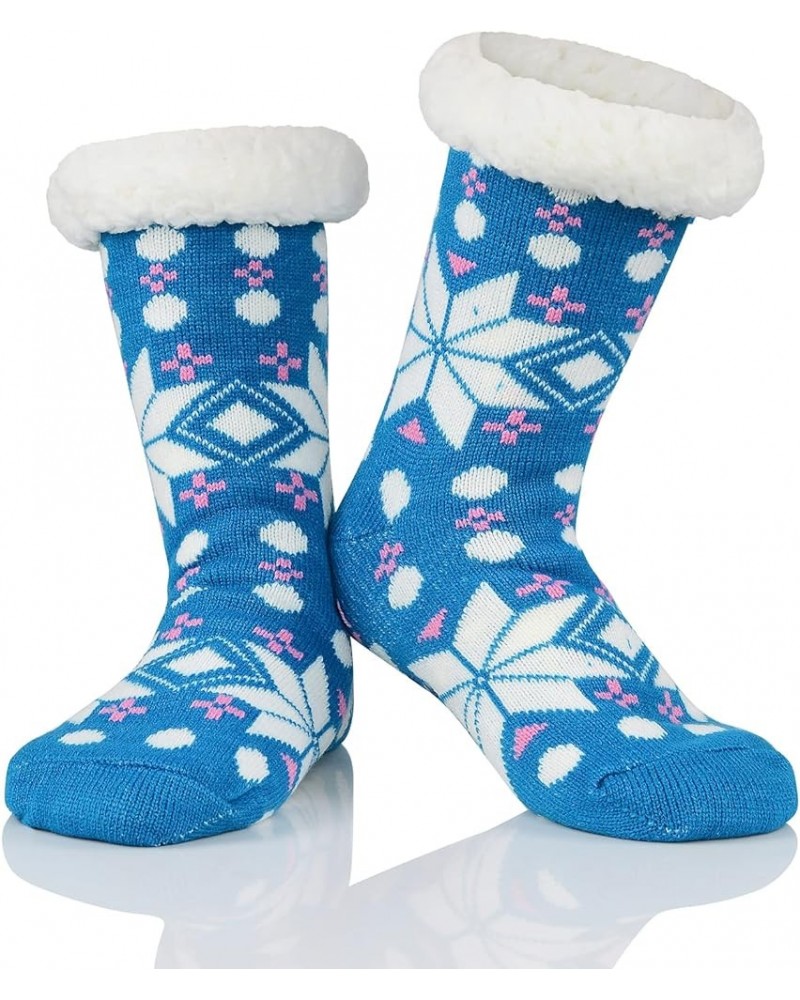 Fuzzy Socks for Women House Socks Indoor Winter Warm Furry Socks Athletic Socks for Christmas Blue Snow $7.94 Activewear