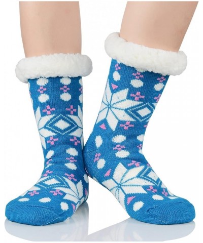 Fuzzy Socks for Women House Socks Indoor Winter Warm Furry Socks Athletic Socks for Christmas Blue Snow $7.94 Activewear