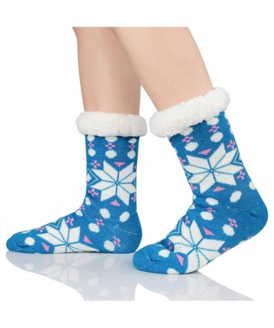 Fuzzy Socks for Women House Socks Indoor Winter Warm Furry Socks Athletic Socks for Christmas Blue Snow $7.94 Activewear