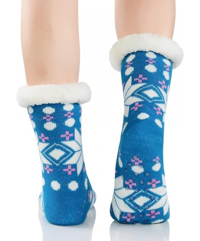 Fuzzy Socks for Women House Socks Indoor Winter Warm Furry Socks Athletic Socks for Christmas Blue Snow $7.94 Activewear