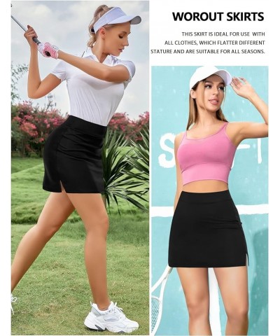 Tennis Skirts for Women with Shorts Pockets Golf Athletic Skorts High Waisted Running Skirt Workout Casual Activewear 1 Black...