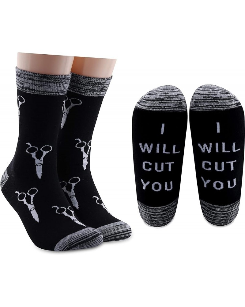 Funny Hairdresser Gift Hair Stylist Socks I Will Cut You Cotton Socks Cosmetology Graduation Gift 2 Pairs/Set - Mid Calf - 1 ...