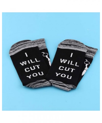 Funny Hairdresser Gift Hair Stylist Socks I Will Cut You Cotton Socks Cosmetology Graduation Gift 2 Pairs/Set - Mid Calf - 1 ...