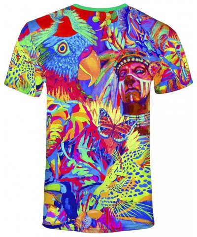 Ultraviolet Fluorescent Handmade Art Neon Blacklight Reactive Print T-Shirt Leopard Africa $16.17 T-Shirts