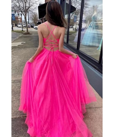 Women's Tulle Bridesmaid Dress Long V Neck A Line Formal Evening Gown with Slit Ball Gown RPM219 Purple $39.95 Dresses