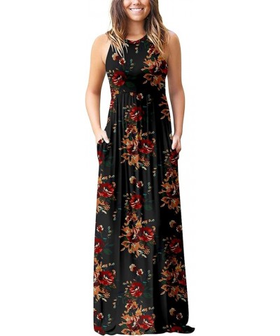 Women Long Sleeve Loose Plain Maxi Pockets Dresses Casual Long Dresses 08 Sleeveless-fp-brown Black $10.99 Dresses