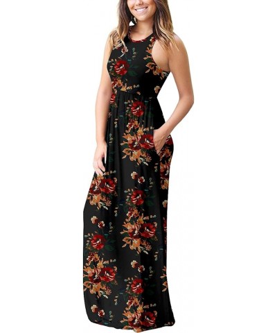 Women Long Sleeve Loose Plain Maxi Pockets Dresses Casual Long Dresses 08 Sleeveless-fp-brown Black $10.99 Dresses