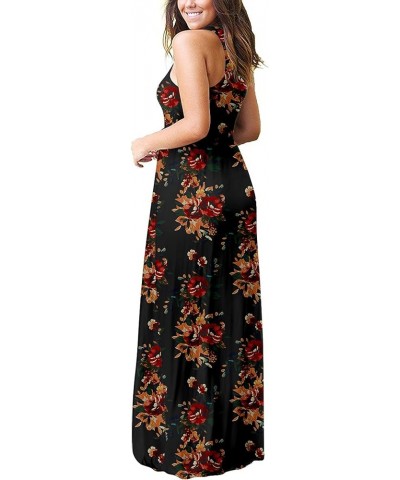 Women Long Sleeve Loose Plain Maxi Pockets Dresses Casual Long Dresses 08 Sleeveless-fp-brown Black $10.99 Dresses