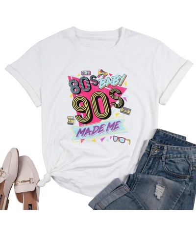 80s Baby 90s Made Me Shirt 90s Womens T-Shirt 90s Outfit Tops Vintage 80s 90s Tee Tops Casual 90s Party Shirts Top White $7.9...