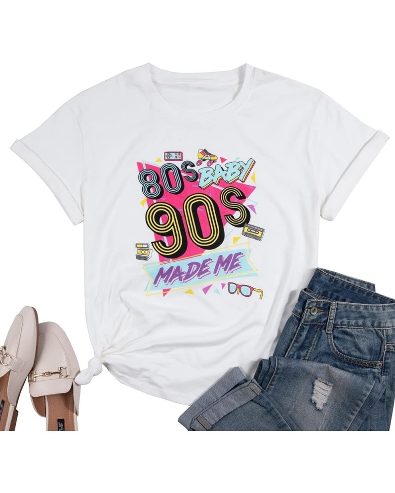 80s Baby 90s Made Me Shirt 90s Womens T-Shirt 90s Outfit Tops Vintage 80s 90s Tee Tops Casual 90s Party Shirts Top White $7.9...