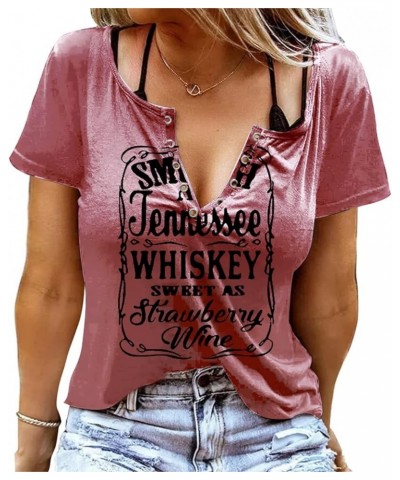 Plus Size Smooth As Tennessee Whiskey Shirt Women Ring Hole Sleeveless Sexy V-Neck Country Music Tank Top Tshirt B Pink $7.64...