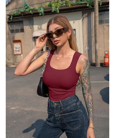 Women's 2 Piece Tanks Camis Ribbed Sleeveless Workout Going Out Basic Crop Tops Black Winered $16.42 Tanks