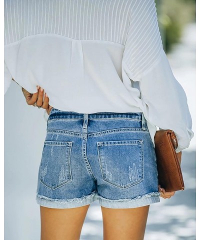 Womens Casual Stretch Denim Jean Shorts with Button Pockets for Summer 01 Light Blue $15.17 Shorts