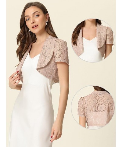 Floral Lace Shrug for Women's Work Crop Cardigan Wedding Guest Elegant Bolero Pink $13.45 Sweaters