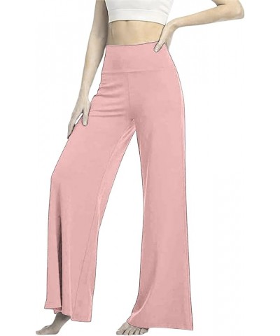 Women's Wide Leg Pants Casual Comfy High Waist Pants Plus Size Pants Tall Pink $3.08 Pants