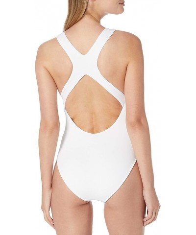 Women's Standard High Neck One Piece Swimsuit with Low Open Back Active White $40.90 Swimsuits