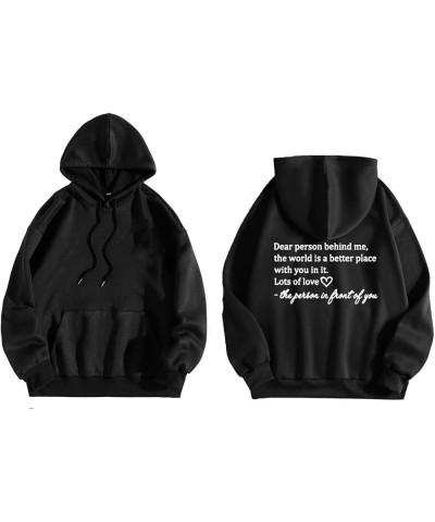 Dear Person Behind Me Hoodie For Women Fashion Letter Print Casual Loose Cropped Hoodies Basic Lightweight Pullover 05 Black ...