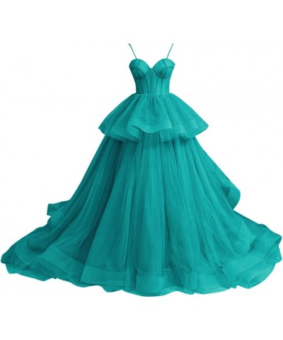 Tulle Prom Dresses for Women Long Spaghetti Straps Ball Gown Puffy Sweetheart Princess Formal Evening Party Gowns Teal $52.50...