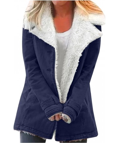 Women 2023 Winter Coats Fuzzy Fleece Lined Sherpa Thicken Jacket Outdoor Warm Zip Fluffy Hoodie Outerwear Fall Outfits Navy $...