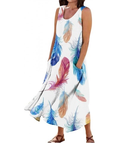 Maxi Dresses for Women 2023 Plus Size Loose Sleeveless Pockets Casual Vacation Crew Neck Floral Long Party Dress 01-multicolo...