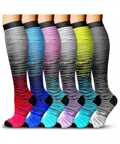 6 Pairs Compression Socks for Men & Women,15-20mmHg is Best for Running, Athletic, Medical, Pregnancy, Travel 02 White/Black/...