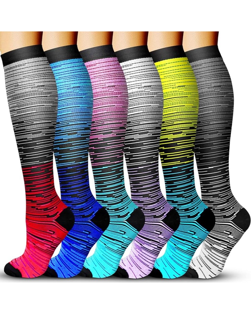 6 Pairs Compression Socks for Men & Women,15-20mmHg is Best for Running, Athletic, Medical, Pregnancy, Travel 02 White/Black/...