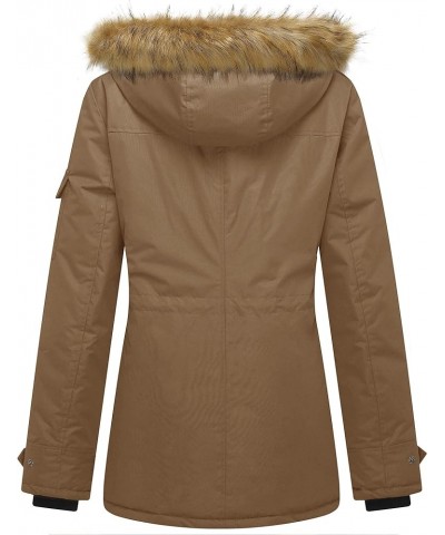 Women's Quilted Winter Coat Warm Puffer Jacket Thicken Parka with Removable Hood Khaki $38.24 Jackets