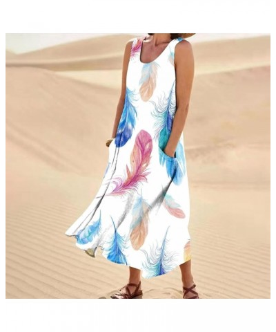 Maxi Dresses for Women 2023 Plus Size Loose Sleeveless Pockets Casual Vacation Crew Neck Floral Long Party Dress 01-multicolo...