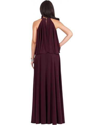 Womens Long Sleeveless Halter Layered Flowy Cocktail Summer Maxi Dress Maroon Wine Red $25.17 Dresses