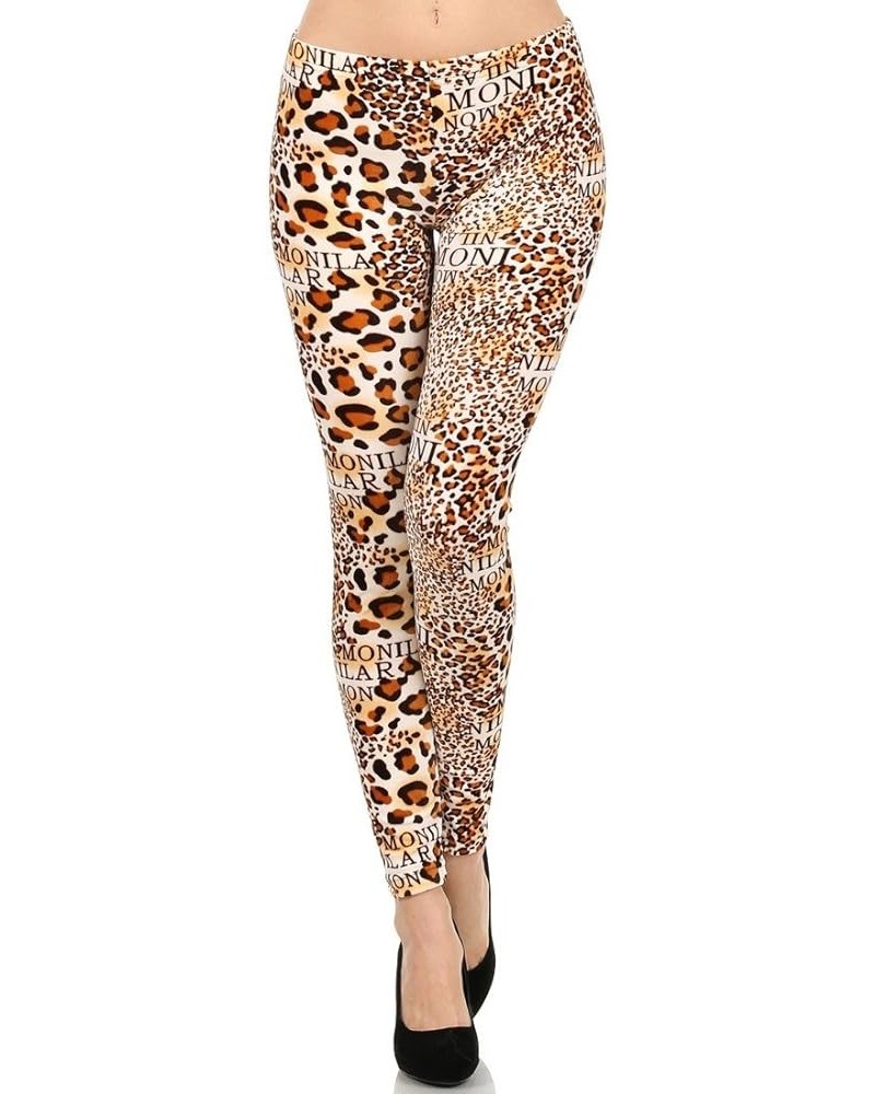 Women's Casual Full Length Winter Velour Leggings Leopard Text $12.09 Leggings