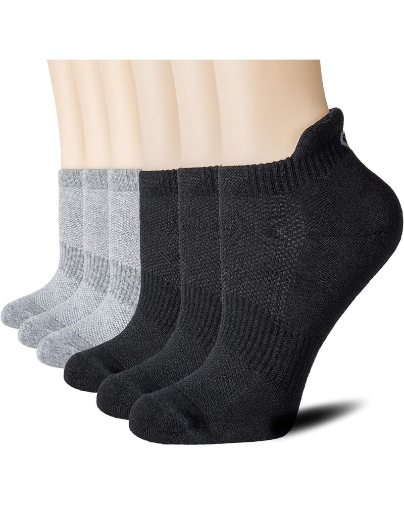 6 Pairs Ankle Athletic Running Socks Low Cut Sports Tab Socks for Men and Women Black*3+grey*3 $11.57 Activewear