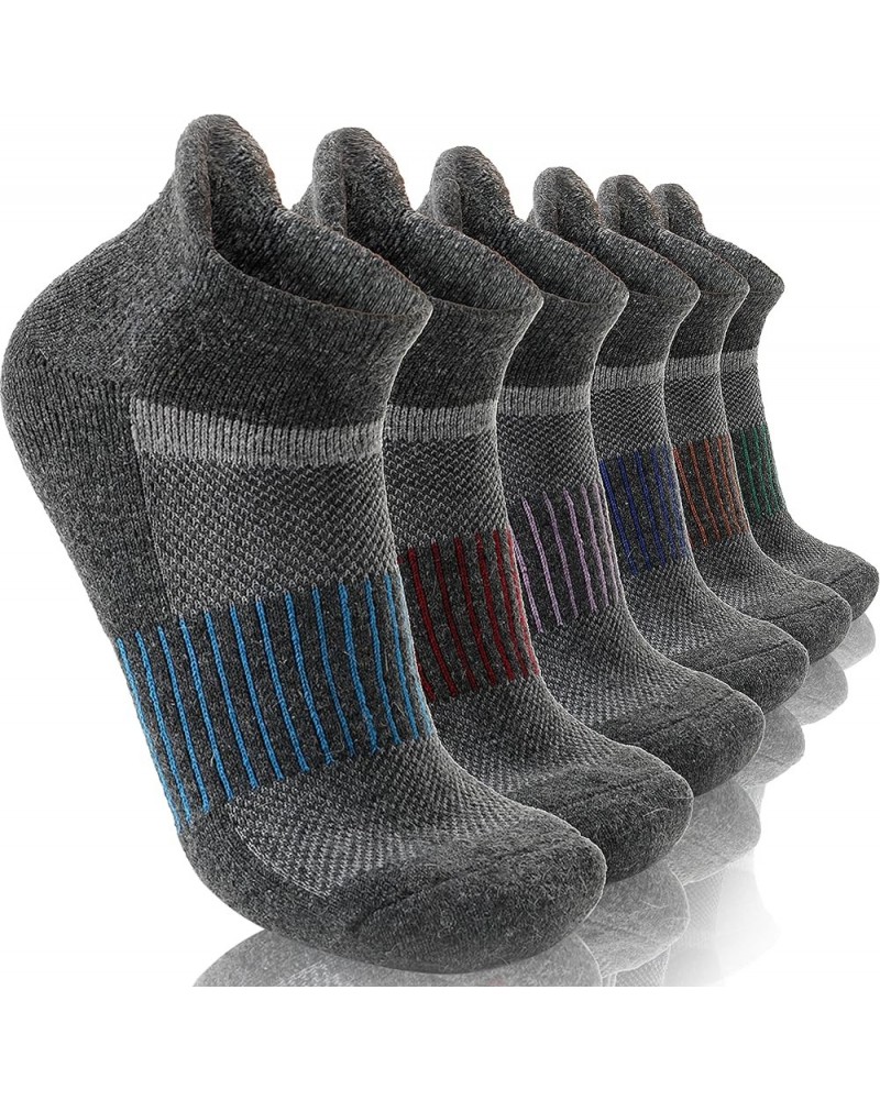 6 Pairs Merino Wool Ankle Running Hiking Socks Compression Support Thick Cushion No Show Socks for Women Men Grey $12.02 Acti...