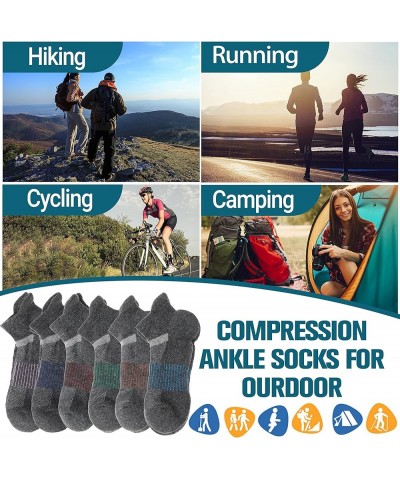 6 Pairs Merino Wool Ankle Running Hiking Socks Compression Support Thick Cushion No Show Socks for Women Men Grey $12.02 Acti...