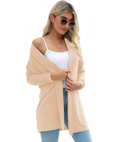 Women's Lightweight Long Sleeve Lapel Ribbed Knit Cardigans Soft Loose Open Front Fall Dusters Beige $10.25 Sweaters