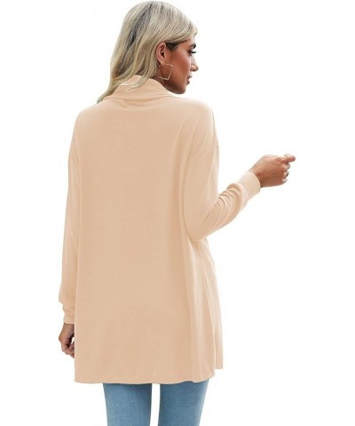 Women's Lightweight Long Sleeve Lapel Ribbed Knit Cardigans Soft Loose Open Front Fall Dusters Beige $10.25 Sweaters