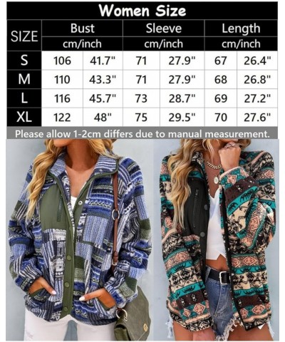 Women's Fleece Jacket Tribal Aztec Print Long Sleeve Button Down Shacket Jacket Coats Khaki $15.91 Coats