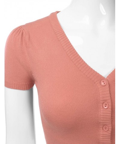 Women's Fitted V-Neck Bolero Shrug Cropped Short Sleeve Cardigan Sweater (S-3X) Esw010_dustycoral $11.75 Sweaters